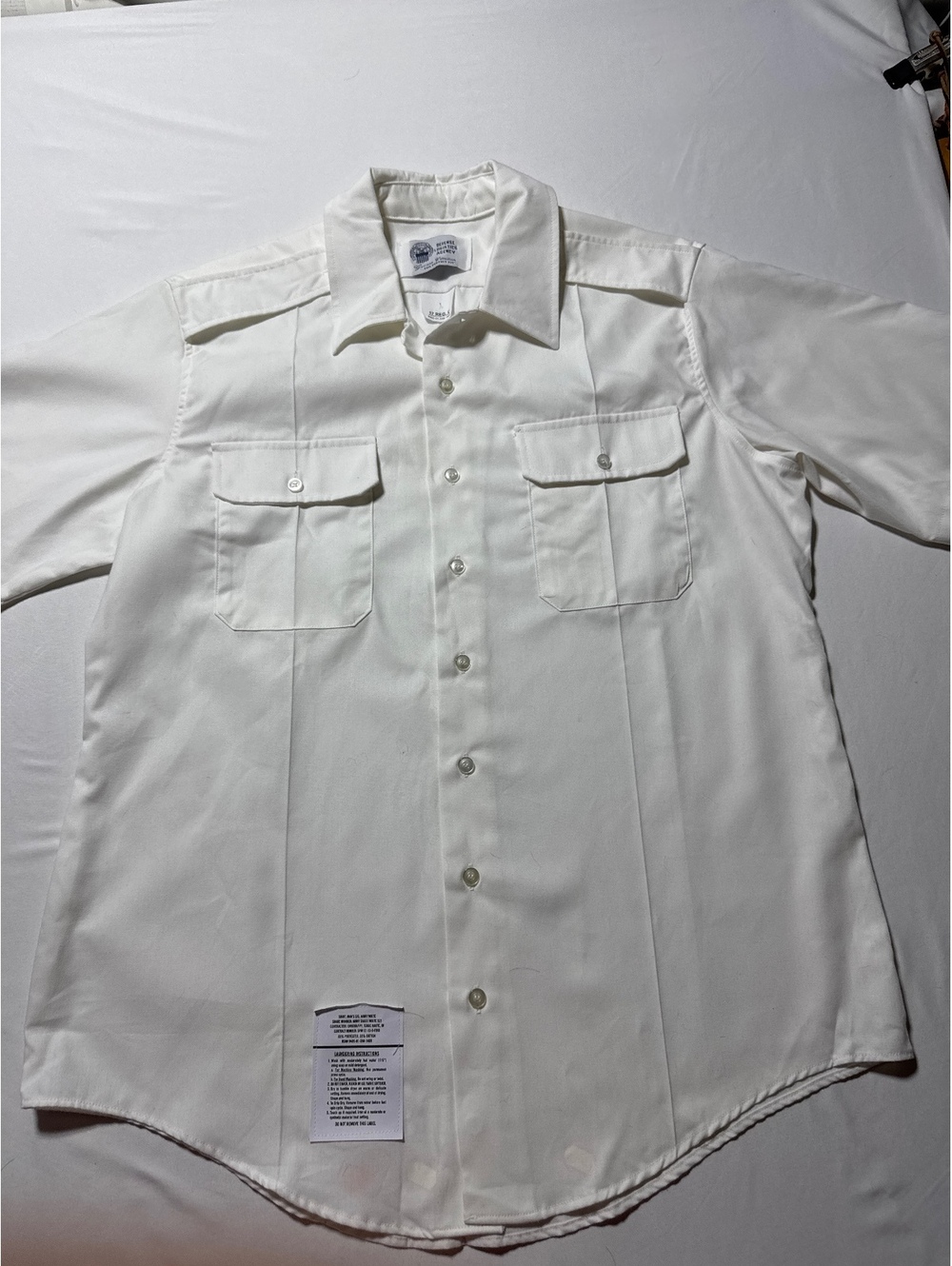 Vintage Men's Army White Short Sleeve Shirt - Size 17 R
